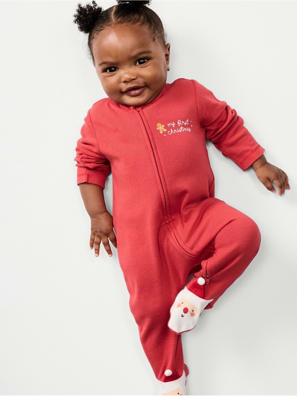 Old Navy Red 'My First Christmas' Baby Footed One-Piece